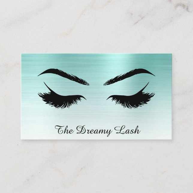 Carte De Visite *~* Lashes Brows Extensions QR Metallic TURQUOISE  (Devant)