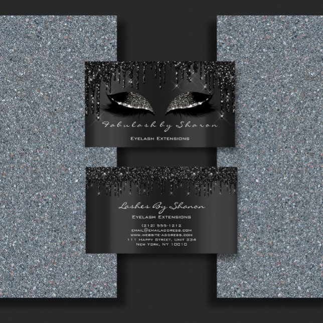 Carte De Visite Lashes de maquillage Eyelash Black Drivers Profess (Makeup lashes Eyelash Black Drips Professional Business Card)