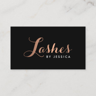 Carte De Visite Lashes de verre Script Rose texte or/noir