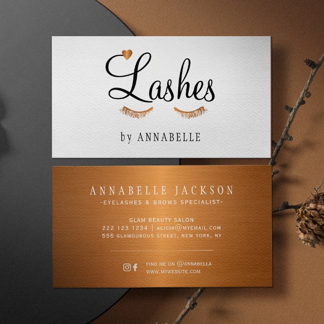 Carte De Visite Lashes et broyage services glam or salon métalliqu (Créateur téléchargé)
