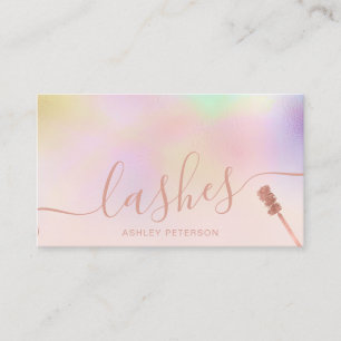 Carte De Visite Lashes holographique rose moderne rose brun rose