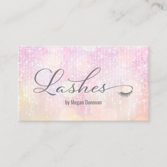 Carte De Visite Lashes Logo Pink Sunset Bokeh (Devant)