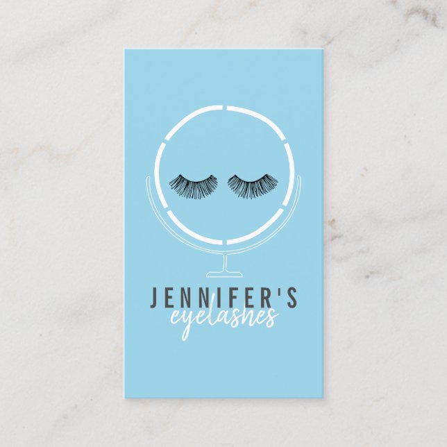 Carte De Visite Lashes maquillage Artiste beauté miroir bleu (Devant)