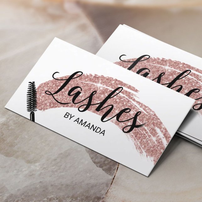 Carte De Visite Lashes maquillage Artiste Rose Gold Brush Strokes (Créateur téléchargé)