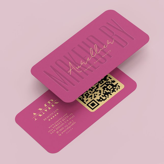Carte De Visite Lashes Maquillage Nail Tech rose esthétique modern (Lashes Makeup Nail Tech Pink Aesthetic Modern Business Card
)