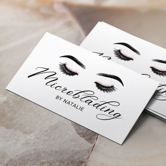 Carte De Visite Lashes Microblading Élégante Typographie (Créateur téléchargé)