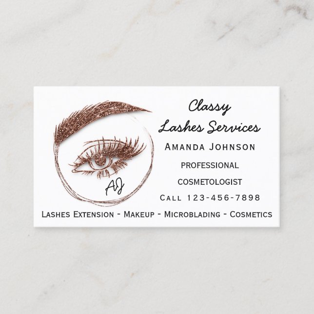 Carte De Visite Lashes microlame de maquillage logo QrCode Monogra (Devant)