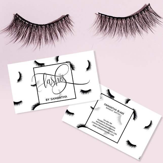 Carte De Visite Lashes Motif Beaucoup de Lashes Eyelash Artiste La (Créateur téléchargé)
