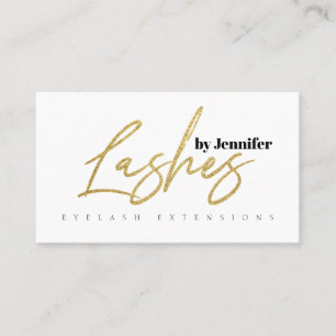 Carte De Visite Lashes Parties scintillant d'or Typographie Script