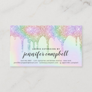 Carte De Visite Lashes post-soin licorne holographique parties sci