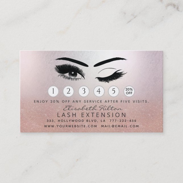 Carte De Visite Lashes Prolongation Instructions pour les soins po (Devant)