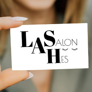 Carte De Visite Lashes salon bold typographie noir blanc simple