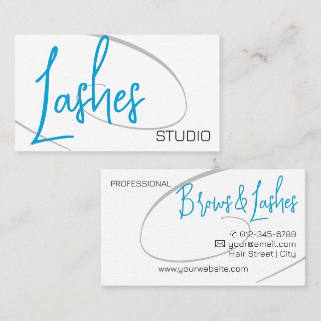 Carte De Visite Lashes Studio Moderne Classique Professionnelle Bl (Devant / Derrière)