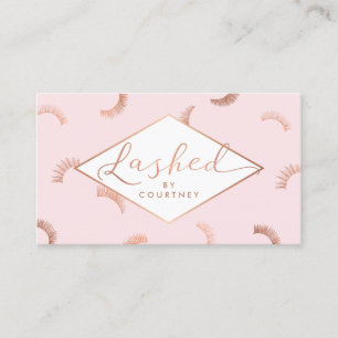 Carte De Visite Lashes texte Motif rose/Rose or