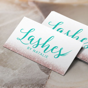 Carte De Visite Lashes Typographie Turquoise moderne Eyelash Exten
