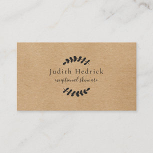 Carte De Visite Laurel Feuille Rustic Kraft
