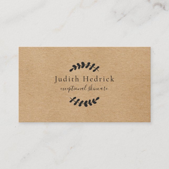Carte De Visite Laurel Feuille Rustic Kraft (Devant)