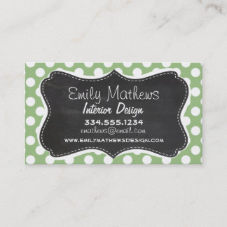 Carte De Visite Laurel Green Pois ; Chalkboard look