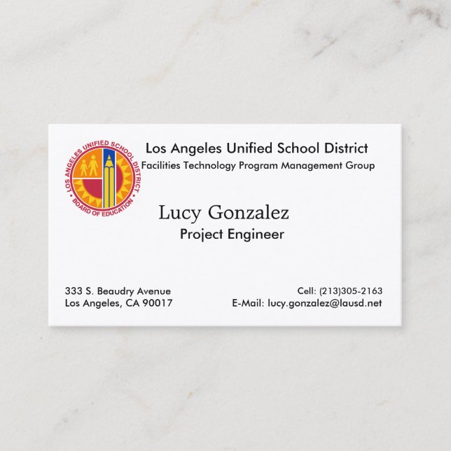 Carte De Visite LAUSD Business Card (Devant)
