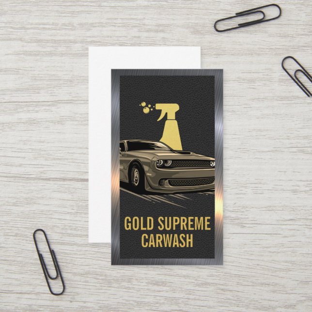 Carte De Visite Lavage automatique| Voiture musculaire | Métal en  (Devant/Arrière en situation)