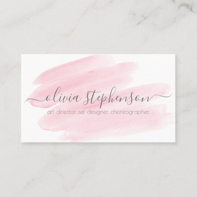 Carte De Visite Lavage d'aquarelle rose pâle (Devant)