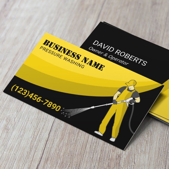 Carte De Visite Lavage de pression Lavage de puissance Noir Jaune  (Créateur téléchargé)