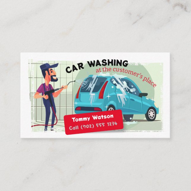 Carte De Visite Lavage de voiture à votre porte | Drôle (Devant)