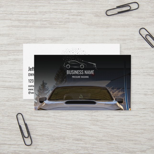 Carte De Visite Lavage de voiture Détail du véhicule de nettoyage (Devant/Arrière en situation)