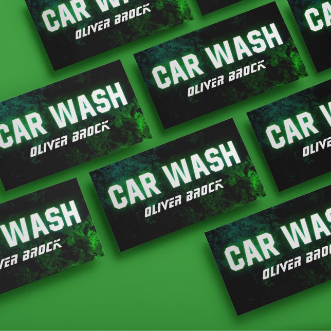 Carte De Visite Lavage de voiture et détails auto Green Neon (Créateur téléchargé)