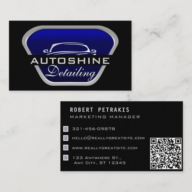 Carte De Visite Lavage de voiture Mobile Détail auto Nettoyage aut (Devant / Derrière)