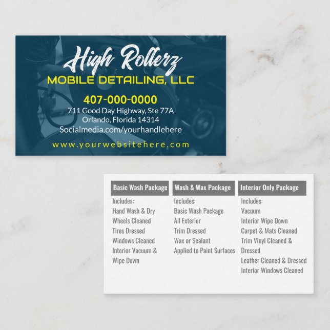 Carte De Visite Lavage de voiture mobile Détail de la pression de  (Devant / Derrière)