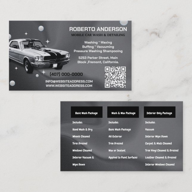 Carte De Visite Lavage de voiture mobile Détail de la pression Lav (Devant / Derrière)