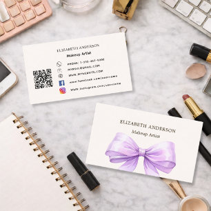 Carte De Visite Lavande bleu crème qr code médias sociaux
