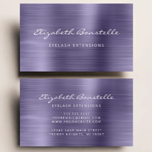 Carte De Visite Lavande brossé métal Script maquillage Artiste Bus