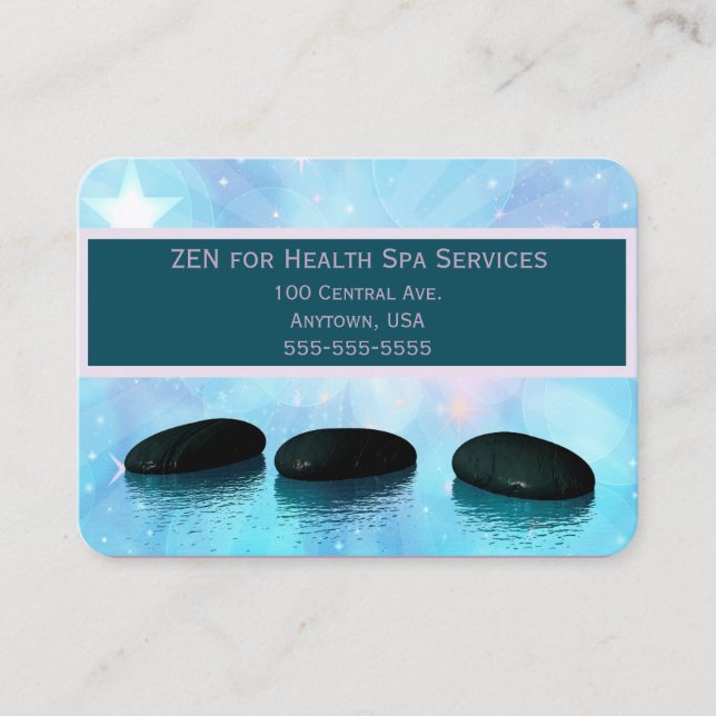 Carte De Visite Lavande et bleu pâle Aquarelles Spa zen (Devant)