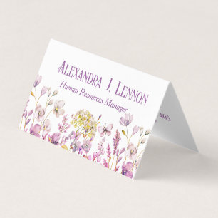 Carte De Visite Lavande, Jardin Jaune & Blanc Fleur sauvage Plié