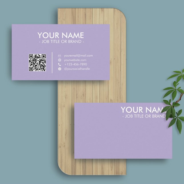 Carte De Visite Lavande numérique | Code QR professionnel minimali (Créateur téléchargé)