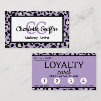 Carte De Visite Lavande Purple Empreinte de léopard Lash Maquillag
