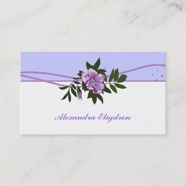 Carte De Visite Lavande rose violette sauvage, blanc floral (Devant)