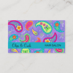 Carte De Visite Lavande Turquoise Bleu moderne Motif Paisley
