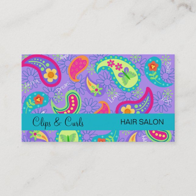 Carte De Visite Lavande Turquoise Bleu moderne Motif Paisley (Devant)