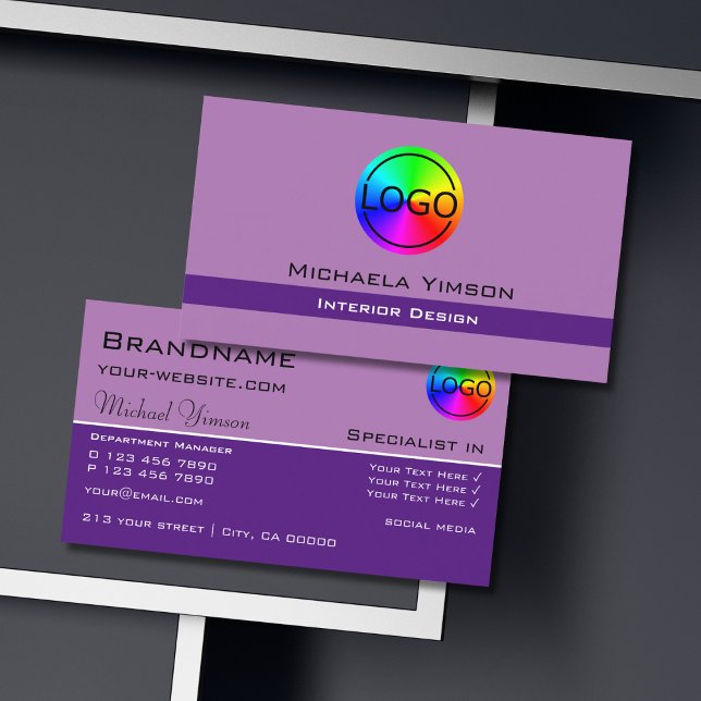 Carte De Visite Lavande violet classique avec logo professionnel (Créateur téléchargé)