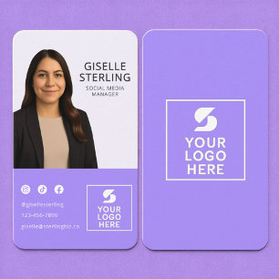 Carte De Visite Lavande violet logo photo Portrait moderne