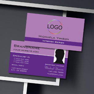 Carte De Visite Lavande violette avec logo et professionnel photo