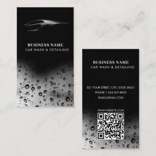 Carte De Visite Lave-auto de luxe Nettoyage automobile QR Code noi