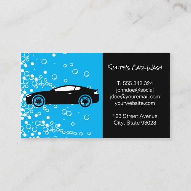 Carte De Visite Lave-auto | Service de nettoyage | Voiture de spor (Devant)