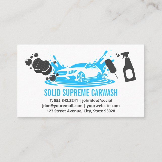 Carte De Visite Lave-auto | Services d'auto de voiture de sport (Devant)