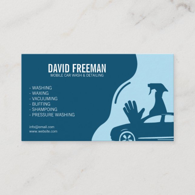 Carte De Visite Lave-linge de voiture mobile à pression bleue mode (Devant)