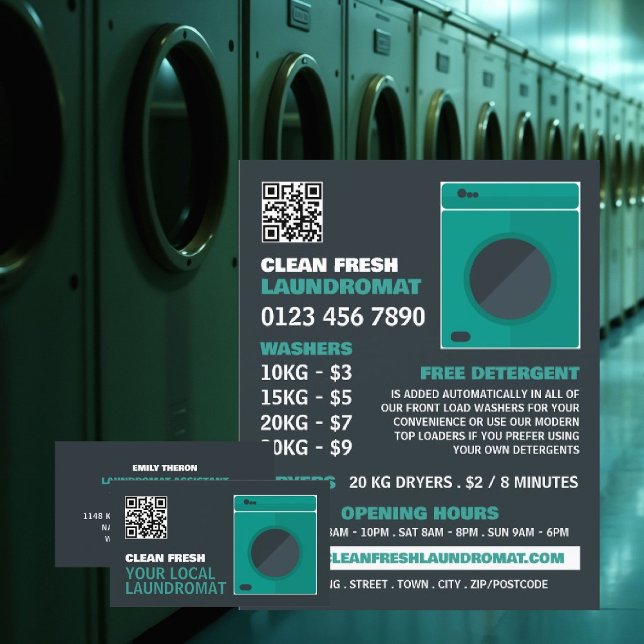 Carte De Visite Lave-linge, Lave-linge, Service de nettoyage (Créateur téléchargé)