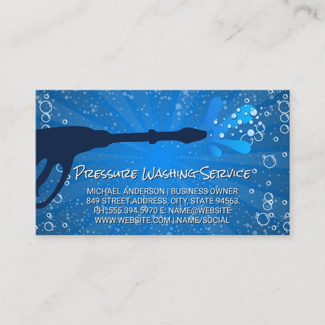 Carte De Visite Lave-pression | Bulles de savon | Spray d'eau (Devant)